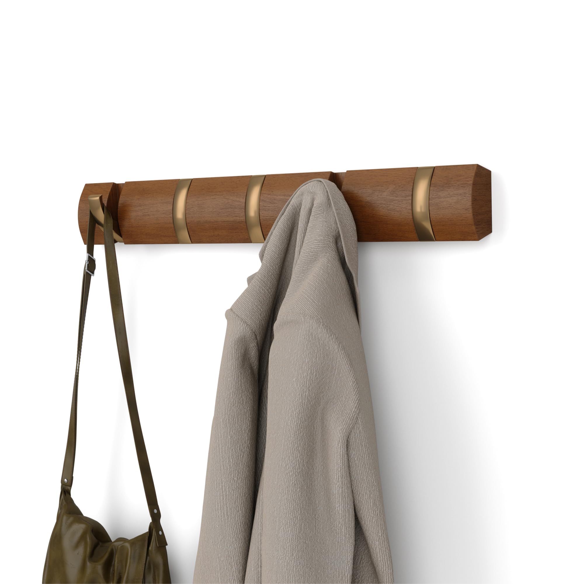Настенный крючок Umbra, Вешалка на стену, Крючок для хранения, Деревянный, 23188501227, Орех/Золотой