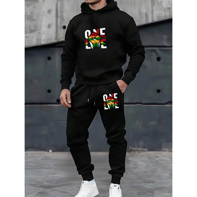 Autumn and winter street fashion casual 1-piece set European and American fashion 1D printing hooded sweater and sweatpants men