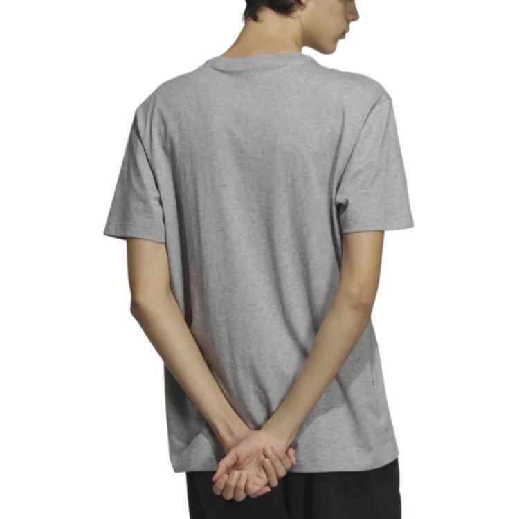 Adidas Round Neck Logo Letter Print Pullover Short Sleeve T-Shirt Men Tops Medium-Heather-Gray JI5073