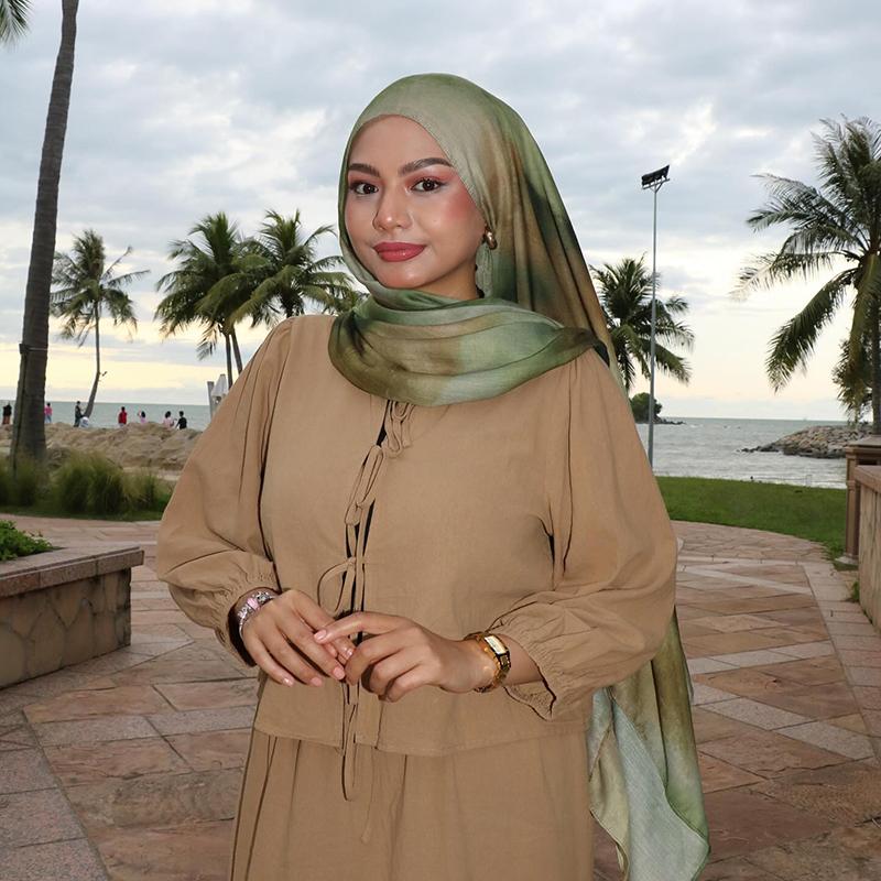 Sciarpa Designer Acquerello Hijab Stampa Raso Hijab in Modal Traspirante Morbido Lunghi Sciarpe alla Moda Foulard Sciarpa Musulmana Paisley