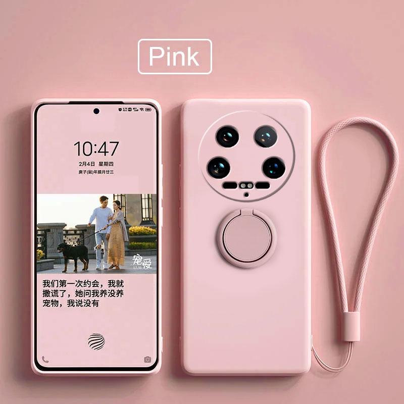 Case Fro Xiaomi 14 Ultra Liquid Silicone Ring Holder Soft Phone Cover for Xiaomi 14 Ultra Shockproof Back Fundas Xiaomi 14Ultra