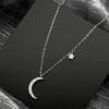 Luxury 925 Sterling Silver Crescent Moon Star Zircons Pendant Necklace for Women Girl Islamic Charms Choker Chain Jewelry Gift