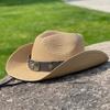 Big Eaves Western Cowboy Hat Men's Summer Travel Photo Tibetan Ox Head Straw Hat Women's Outdoor Sun Protection Hat