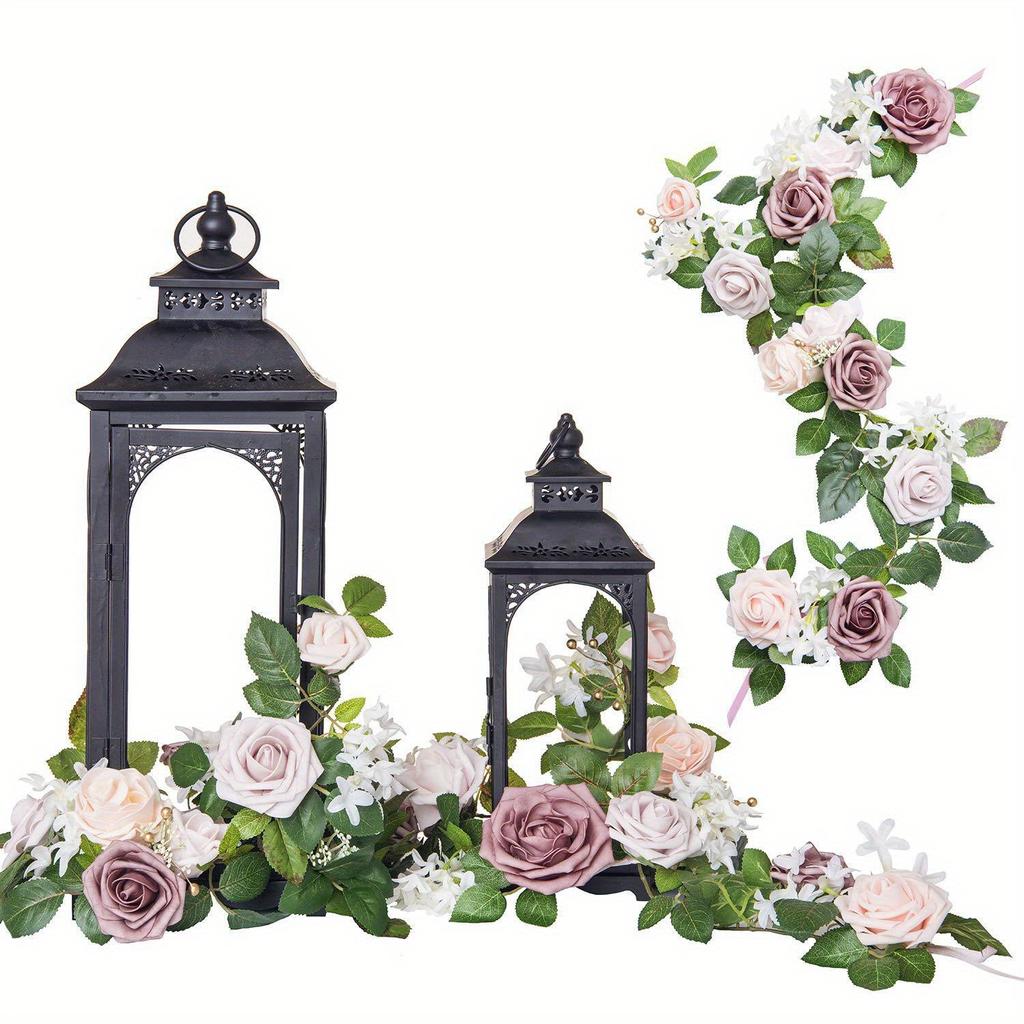 2 Stück Stuhllehne Blumengirlande Floral Künstliche Blumenarrangements Tischmittelstück Dekoration für Zuhause Hochzeitsparty Wohnzimmer Schreibtischdekoration