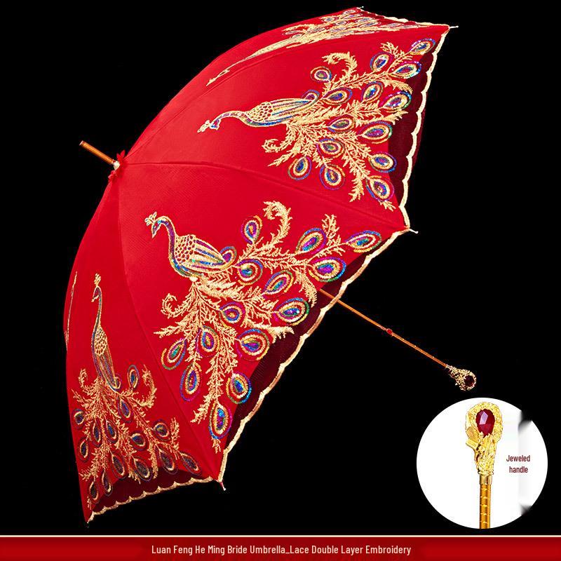 Red Bridal Umbrella Set for Chinese Wedding Ceremony and Dowry