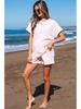 2025 Spring/Summer Women's Knit Drawstring Short-Sleeved Two-Piece Casual Set - European & American Fashion