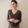 Women's V-neck Pure Cashmere Knit Cardigan - Soft & Fluffy Autumn/Winter Layer
