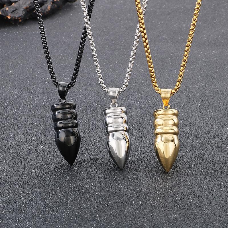 Hip Hop Glänzender Edelstahl Kugelkopf Anhänger Halskette für Männer Frauen Personalisierte Goldfarbene Accessoires Trendiger Schmuck