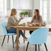 Set of 2 Padded Dining Chairs with Shell Backrest in Velvet, 52x55x79 cm, Light Blue