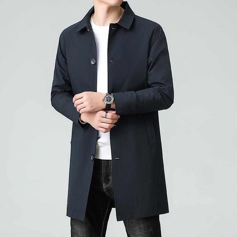 Men's Mid-Length High-End Trench Coat - Trendy Casual & Business Attire for Spring and Autumn