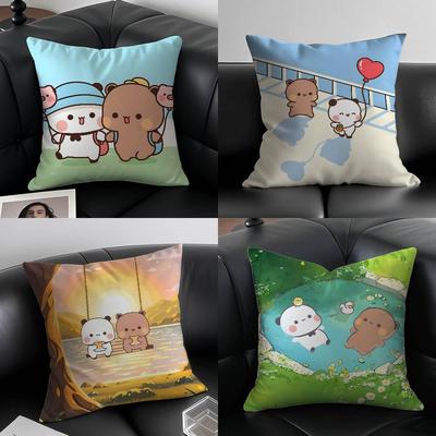 Popular Cartoon Bubu and Dudu Cute Pillow Case Anti-dustmite Pillowcase Invisible Zipper Silky Short Plush Sofa Cushion Cover