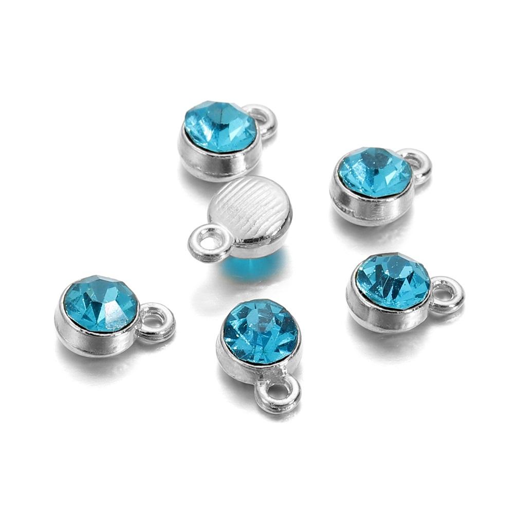 20Pcs/Lot Colorful Crystal Birthstone Dangle Charms Necklace Bracelet Earring Keychain Pendant For DIY Jeweley Making Supplies