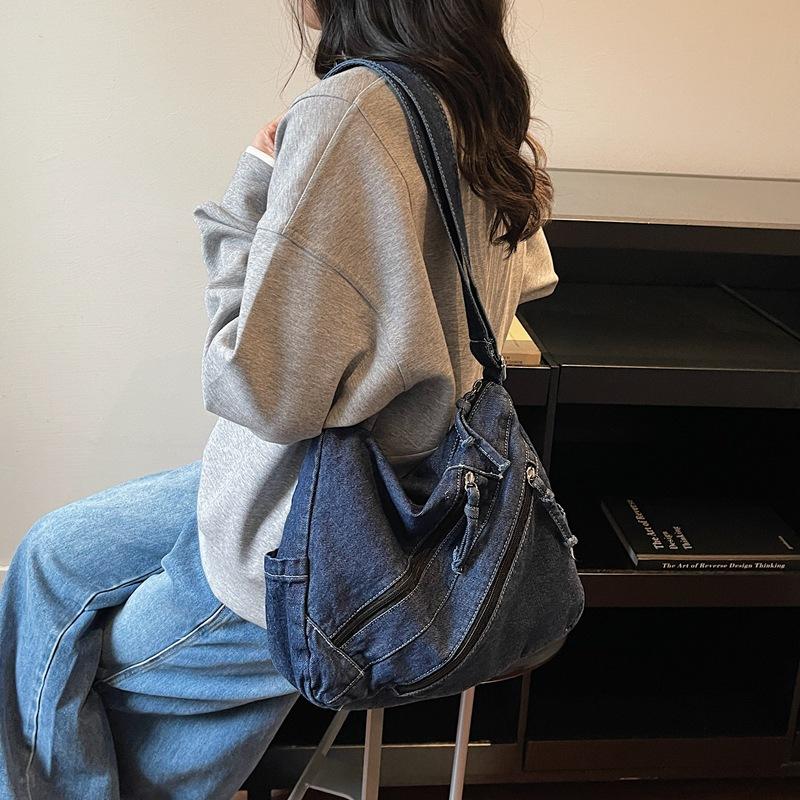 New Winter Fashi Shoulder Bag Large Capacity Denim Storage Bag Korean Style Comfortable and Versatile Texture Crossbody Bag