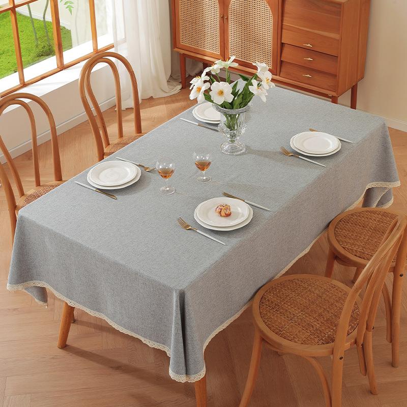 Fabric Waterproof And Oil-Proof Leave-In Dining Table Cloth Nordic Light Luxury Solid Color High-Grade Coffee Table Household Rectangle