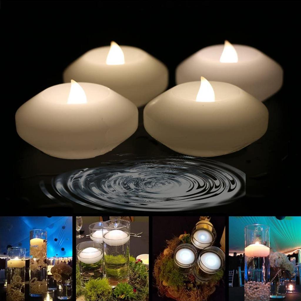 Floating Tealights Candles Flickering Candles Flameless Tea Lights Party Wedding Praying Memorial Festival Event Blessing