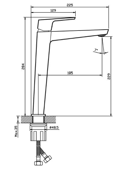 Tall standing washbasin tap - countertop chrome VELLANO AVAPAX ABVE131111