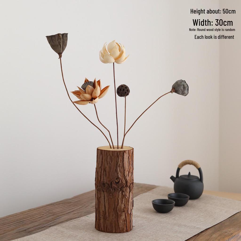 Zen Tabletop Vase with Dried Flowers for Living Room or Tea Room Decor