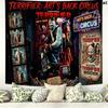 Terrifier Horror Wall Tapestry Aesthetic Wall Hanging Printed Fabric Blanket Decorative Tapestries for Bedroom Living Room Home Decor