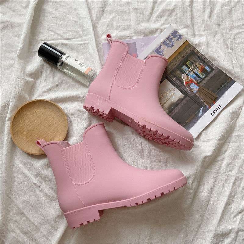 Warm Fashion Wear Rain Shoes Women Adult Short Rain Boots Waterproof Cover Shoes Non-slip Velvet Water Boots Rubber Shoes Water Shoes