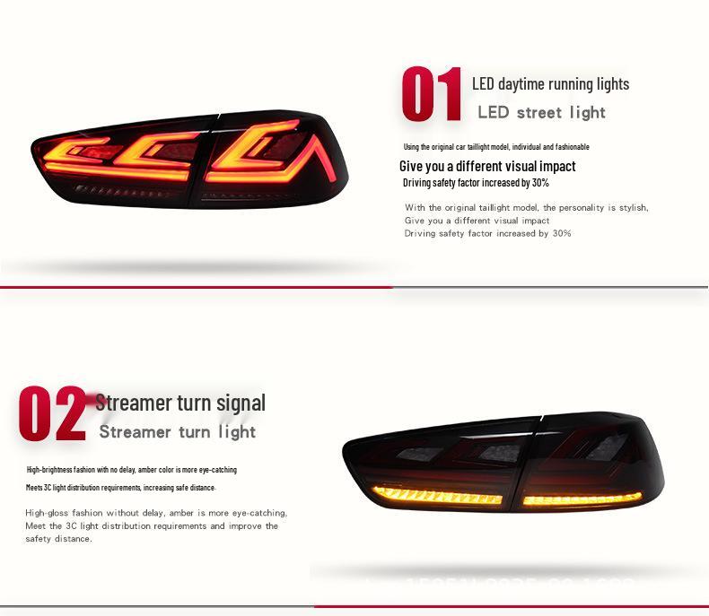 Mitsubishi Lancer LED Tail Light Kit: Brake, Running, Reversing, Flowing Turn Signal.
