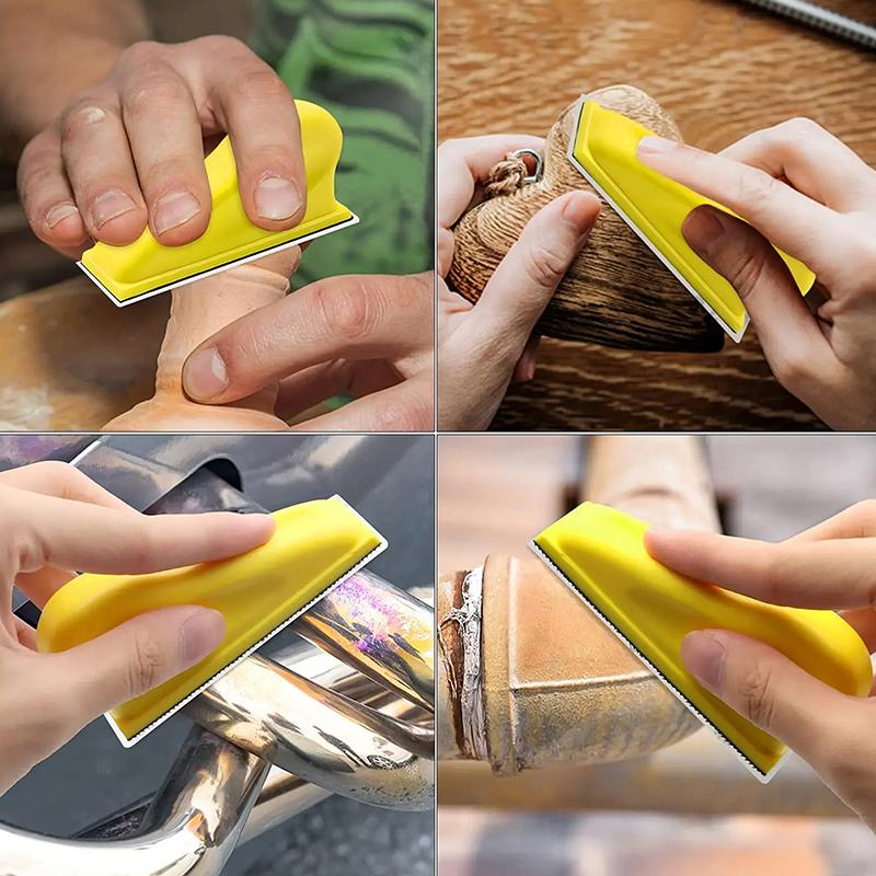 3.5"X 1" Mini Sandpaper Kit With Hook And Loop Sanding Block 71 Pcs Assorted 40/80/120/180/240/400/600 Grits For Polishing