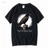 Edgar Allan Poe Nevermore Raven T Shirt Long or Short Sleeves Vintage Washed Streetwear Versatile Comfortable