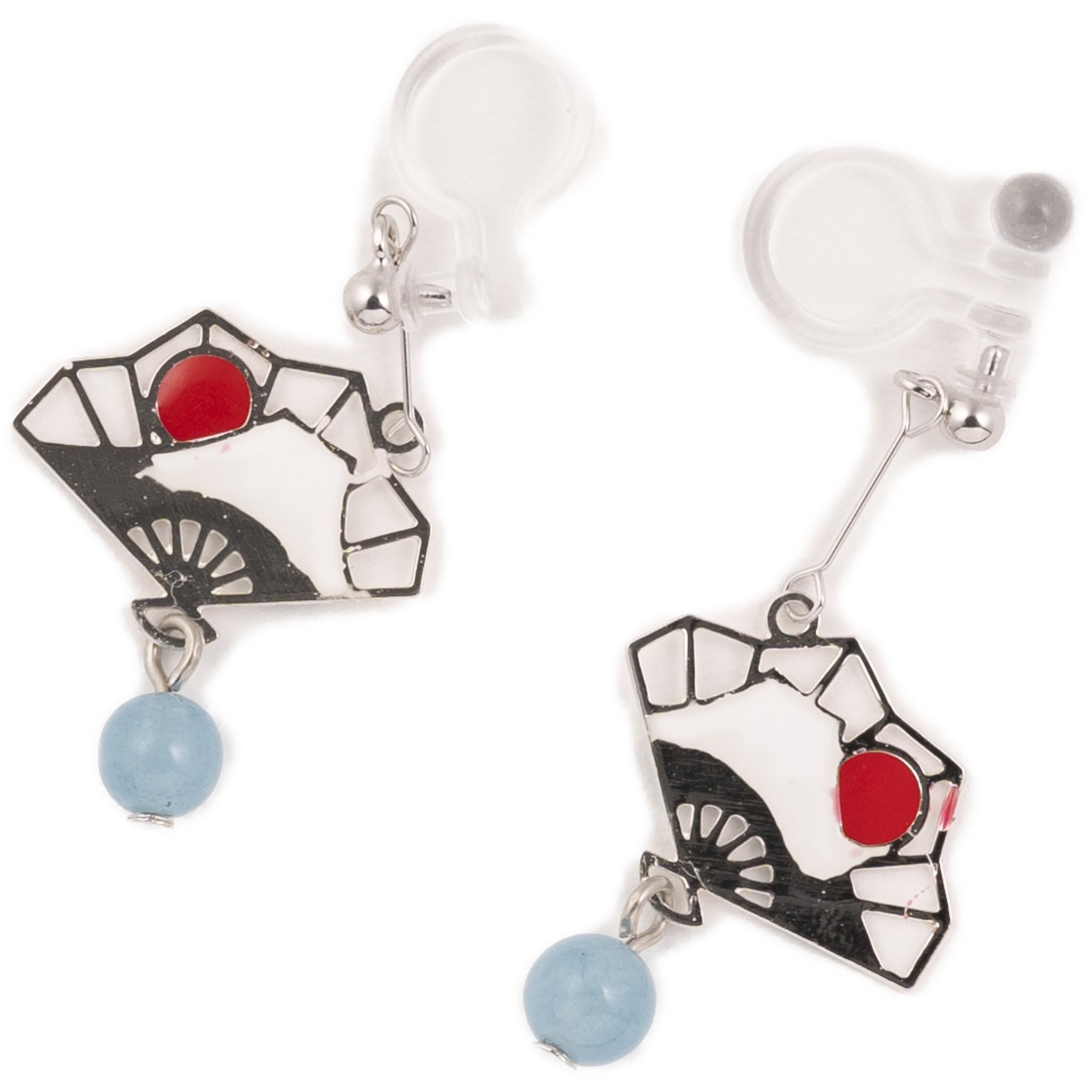 

These 31mm resin earrings feature Fuji fan and bead accents for a beautiful Japanese They add a touch of glamour and style to your and are made in