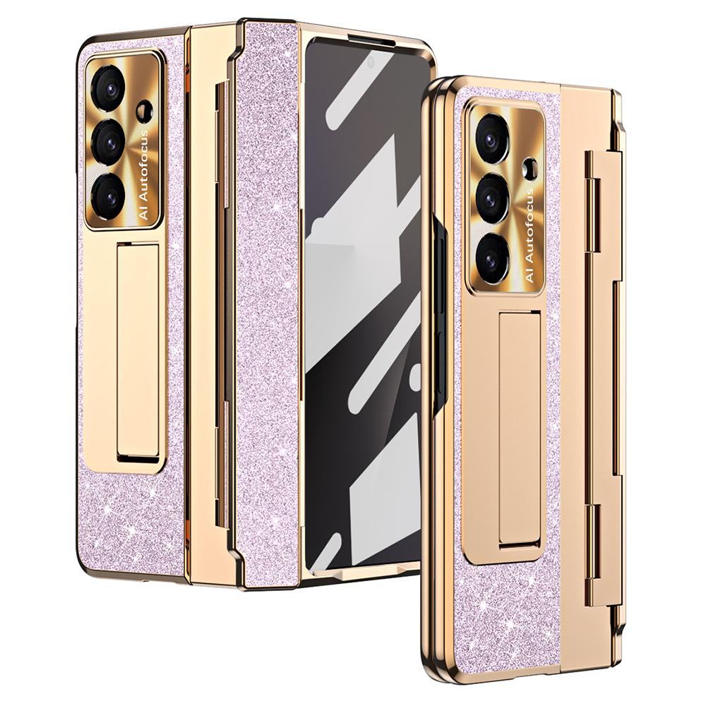 For Samsung Galaxy Z Fold7 5G Case with Kickstand Hinge Protection Rhinestone Glitter PC Phone Cover