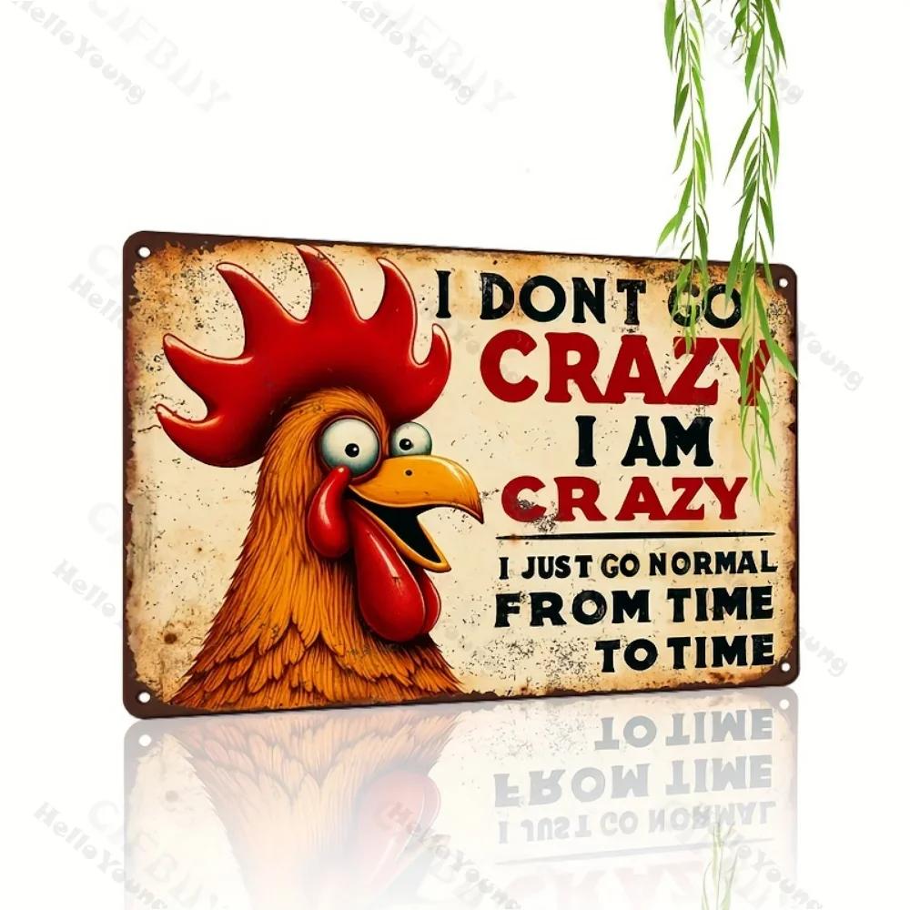 Delightful Charming Humorous Chicken Aluminum Sign, Retro Style, Weatherproof Wall Art with Holes, Ideal for Bar/Farmhouse.