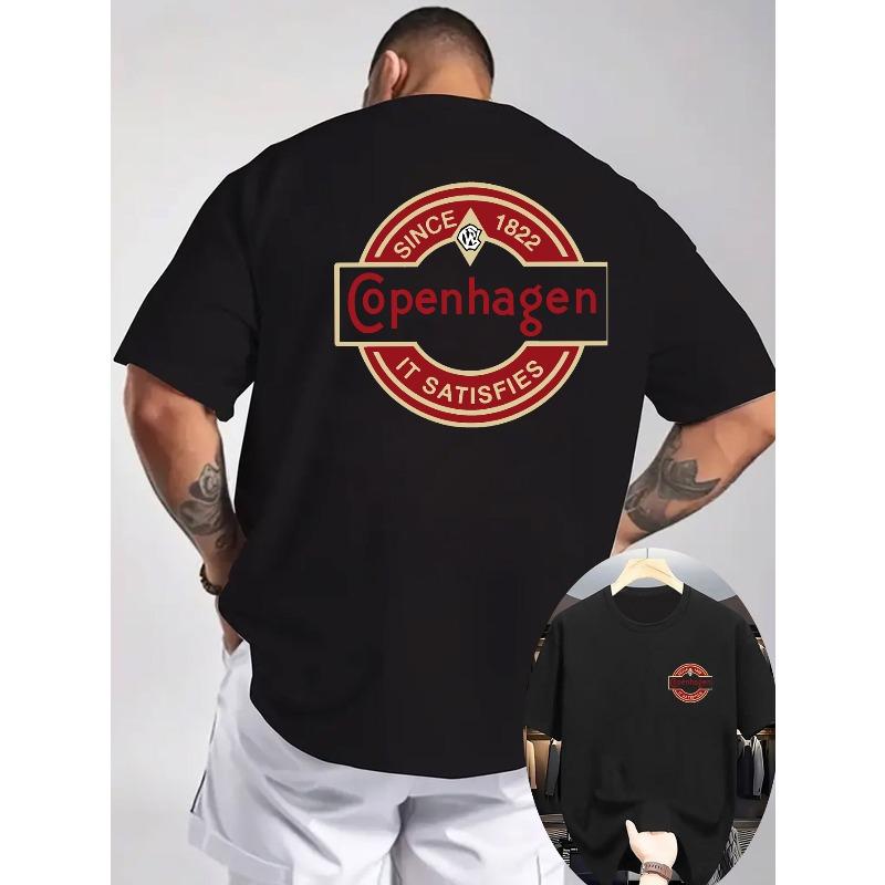 

2026 Summer Men S New Casual Sports Short-Sleeve T-Shirt, Ribbed Round Neck Top, Double-Sided Printing on The Front And Back 4XL чорний