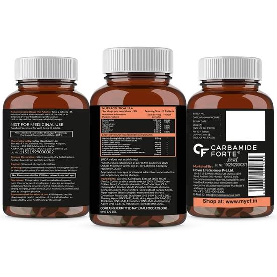 Carbamide Forte Fat Burner for Men & Women | Weight Loss Support - 60 Veg Tablets, 180 Grams, 30 Servings