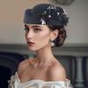Cappello Turbante in Feltro con Fiore Moda Berretto Morbido Vintage Berretti Casual Cappellino da Tea Party per Donne