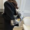 Woolen Women's Bags, New Shoulder Bags, Fashionable Plaid Handbags, Sweet Bags.