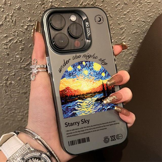 Van Gogh Oil Painting Matte Laser Phone 16 14 15 For iPhone 13 12 11 Pro Max Cover Case Funda