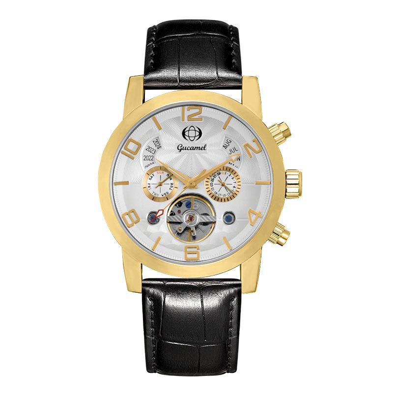 New Top Brand Men's Automatic Mechanical Watch Tourbillon Belt Business Automatic Mechanical Watch Perpetual Calendar Men's Watch