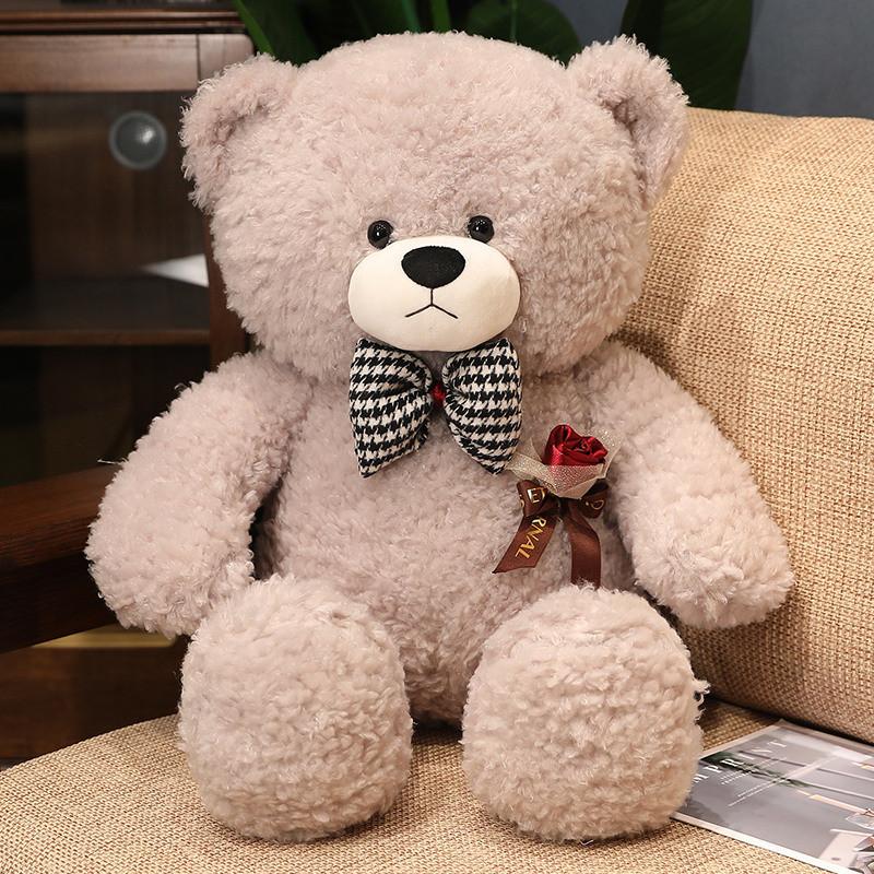 Cartoon Bear Rose Plush Toy Cute Bow Tie Send Girl Valentine Day Children Gift