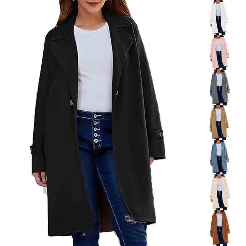 Women's Fashion Jacket Casual Solid-color Long-sleeved Cardigan Long Coat