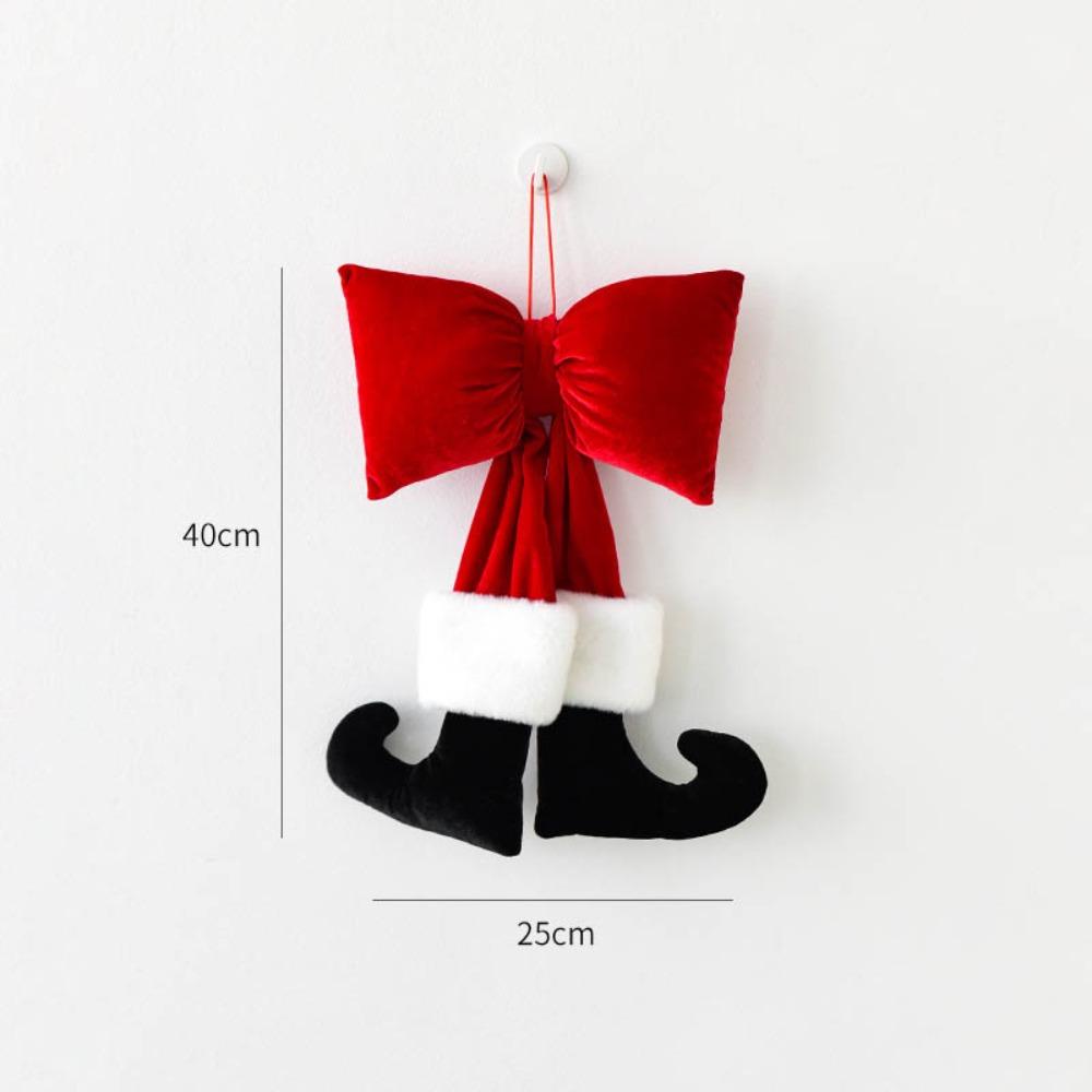 New Wine Red Wine Red Bowknot Velvet 3D Xmas Tree Ornament With Feet Hanging Christmas Supplies Merry Christmas