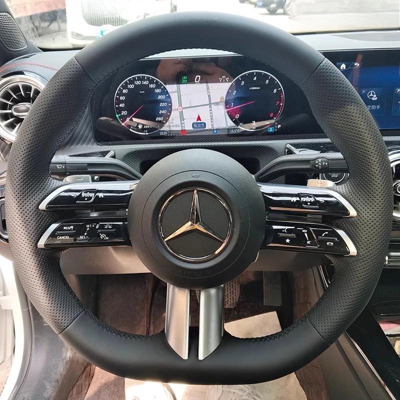 Для Mercedes Benz Class W206 E-Class W213 S-Class W223 Ручная прошивка Карбон белый Кожаный Чехол на Руль Автомобиля 4