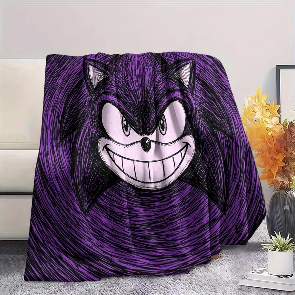 Hedgehog Sonic Print Flannel Blanket, Ultra Soft High Quality All Seasons Warm Throw, Home Decor Cozy Blanket, Perfect Christmas Gift