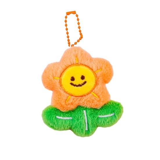 Keychain Soft Plush Sunflower Pendant with Smile Face Text Design Healing Shape Backpack Keys Bags Car Decoration A