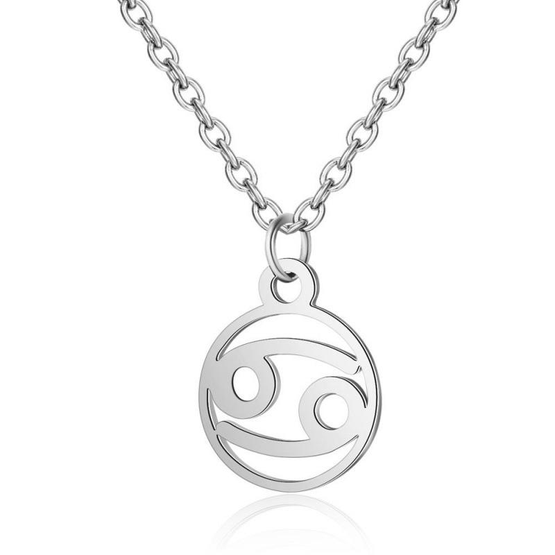 Stainless Steel Zodiac Pendant Necklace with Thin Chain