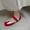New Red Leather One-word Belt Mary Jane Sports Shoes Women's Flat Casual Moral Training Shoes