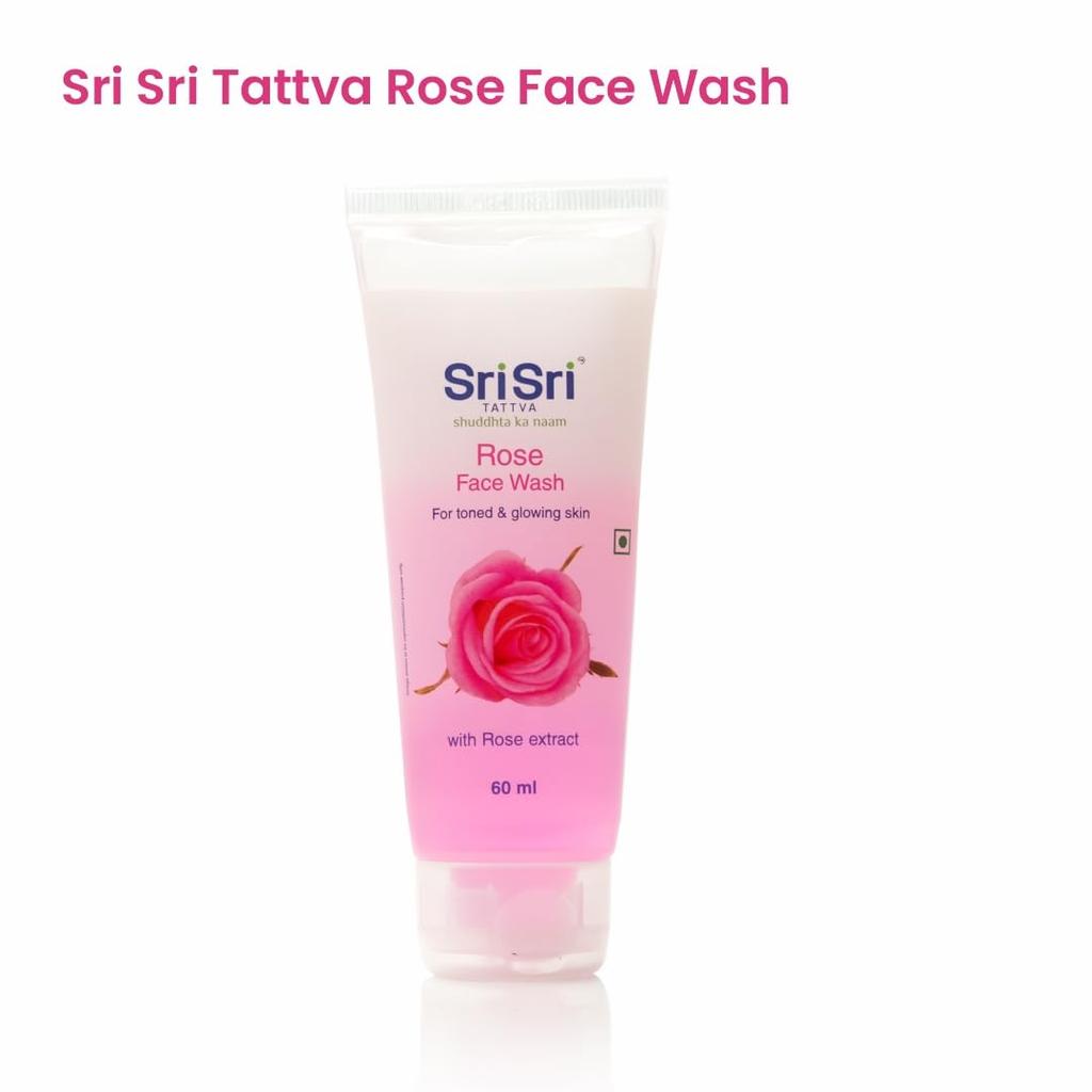 Sri Sri Tattva Rose Face Wash 60 Ml X Pack Of 4 For Glowing, Radiant, Toned Skin All Types