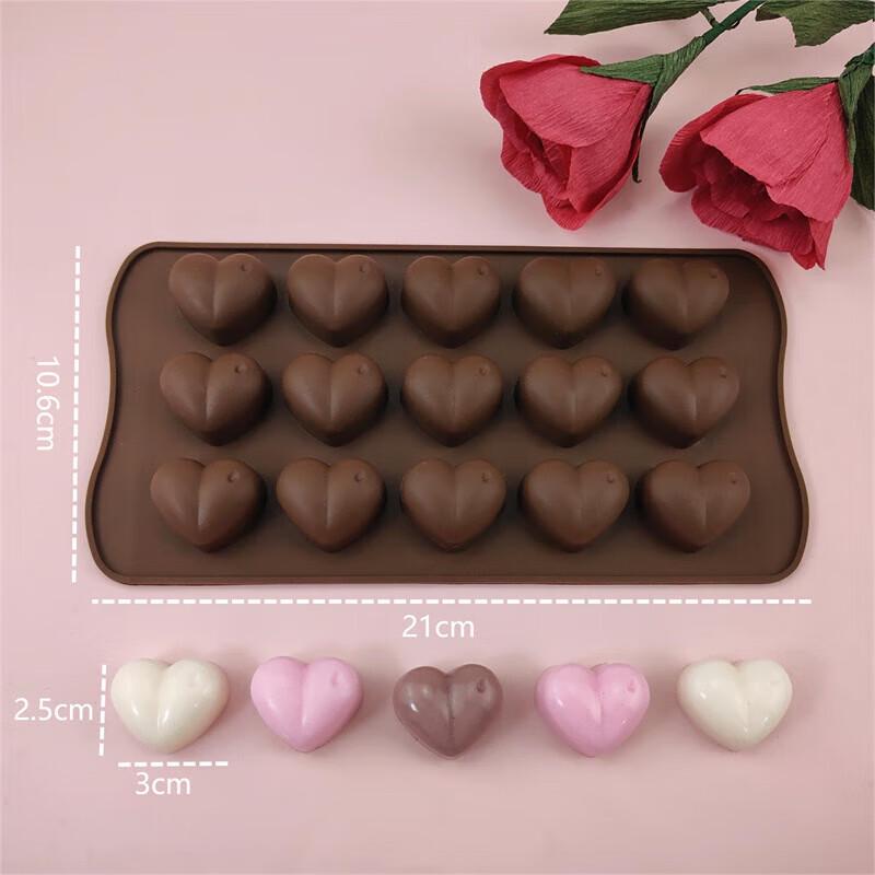 Pabei Valentine's Day 15-Cavity Heart Silicone Chocolate Mold
