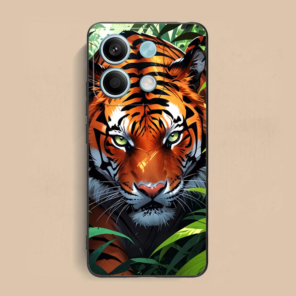 Tiger Neon Mobile Cell Phone Case for Xiaomi Redmi Note 14 13 12 11 S Pro Plus 4G 5G Colorful Printing Cover Pretty Cover Luxury