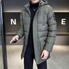 Men's Plus Size Casual Mid-Length Cotton Jacket with Fur Collar Hooded, Thickened for Warmth, High Quality