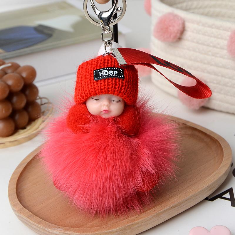 Echter Fuchs Haarball Schlafpuppe Anhänger Plüsch Schlüsselanhänger Accessoires Fell Geschenk Schmuck