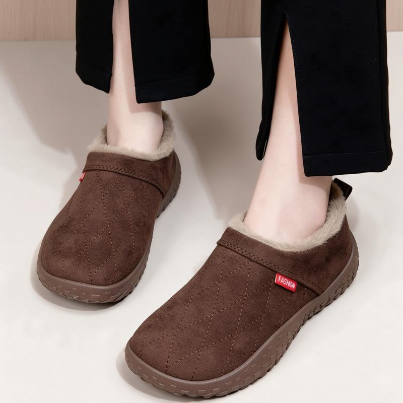Simple Women's Warm Foot Cover Shoes, Low Heel, Cotton Shoes, Anti-slip Shoes