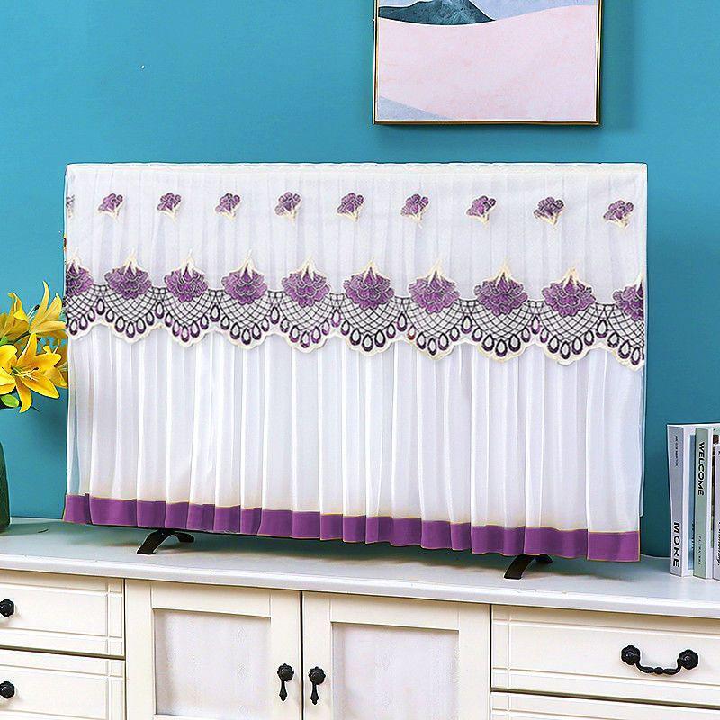 Universal Chinese Style Dustproof TV Cover - Full Wrap, Boot Up Without Removal, 55-75 Inch Compatibility